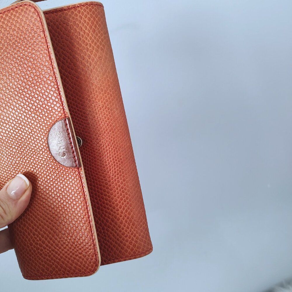 Chloe snake embossed leather flap long wallet w/dusty EUC - Picture 8 of 11